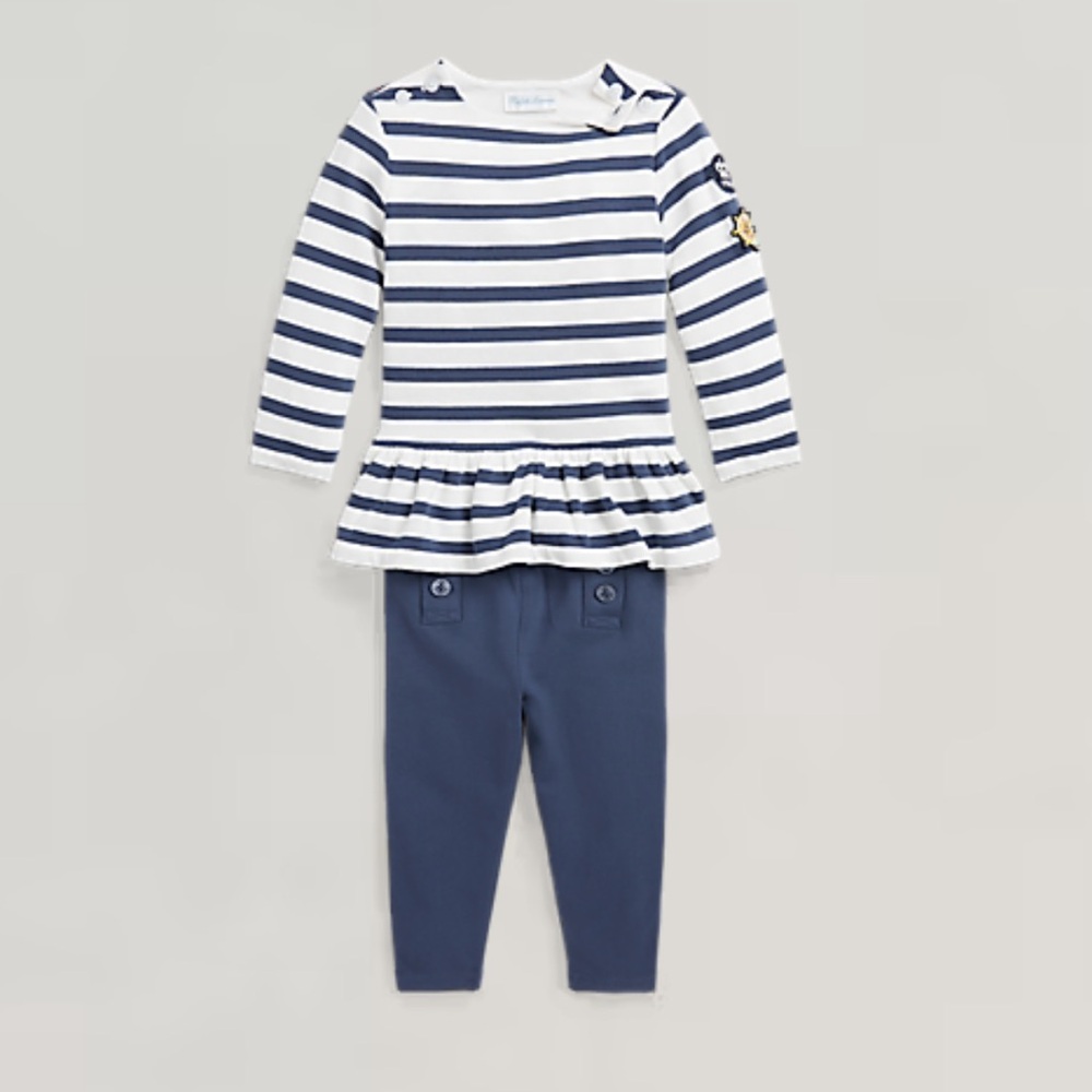 💙🐻RL🐻💙 GUC 18m Striped Jersey Tee & Legging Set